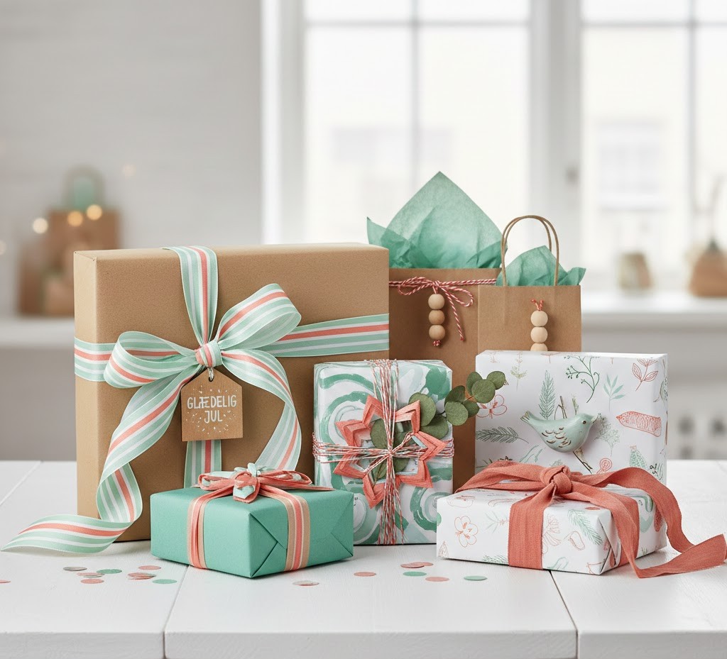 Farverige indpakkede gaver